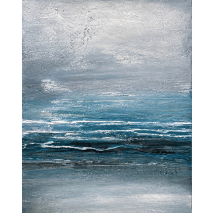 Obraz ręcznie malowany akrylami na płótnie strukturalny abstrakcja morze minimalistyczna 60×80, Yulia Szczerbak, obrazy akryl