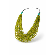 Wielowarstwowy Naszyjnik Boho z Zielonych Koralików – Lime Cascade