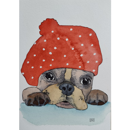 Beata Rudecka - obrazy akwarela - Oryginalna akwarela pt: Oczami Szczeniaka Format 19 x 27 cm foto #4