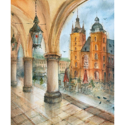 Stary Rynek, Maria Mandis, obrazy akwarela