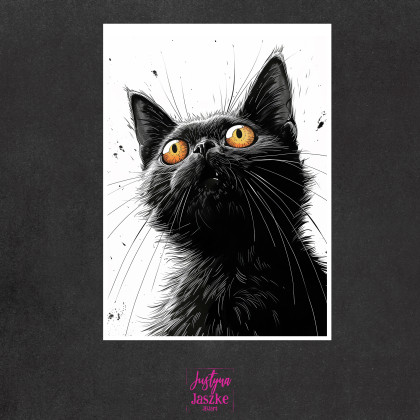 Justyna Jaszke - Grafika cyfrowa - Koty czarno-białe 1 - zestaw 9 grafik 15x21 cm foto #1