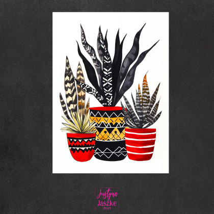 Justyna Jaszke - Grafika cyfrowa - Rośliny w doniczkach - zestaw 9 grafik 15x21 cm foto #2