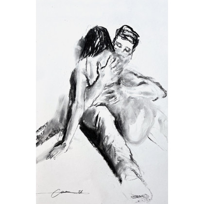 Przytul - 34x50cm, Studio.Sensual, rysunek węglem
