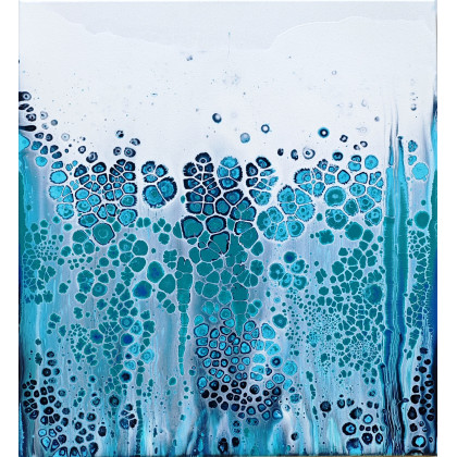 Joanna Bilska - obrazy akryl - Abstrakcja niebieska 55x60 cm ręcznie malowany foto #4