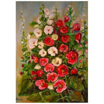 Malwy z ogrodu obraz olejny 50cm-70cm, Grażyna Potocka, obrazy olejne