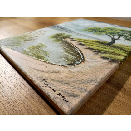 Marzena Dymek - obrazy akryl - NASTROJOWY PEJZAŻ MALOWANY NA PŁÓTNIE - NOSTALGICZNA MELANCHOLIA 40x30cm (darmowa dostawa) foto #1