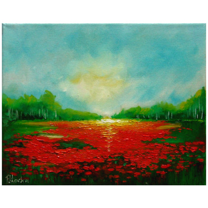 Maki polne obraz olejny 24cm-30cm, Grażyna Potocka, obrazy olejne