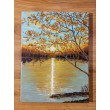 NASTROJOWY PEJZAŻ MALOWANY NA PŁÓTNIE - ROMANTYCZNE REFLEKSY 40x30cm