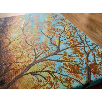 Marzena Dymek - obrazy akryl - NASTROJOWY PEJZAŻ MALOWANY NA PŁÓTNIE - ROMANTYCZNE REFLEKSY 40x30cm foto #4