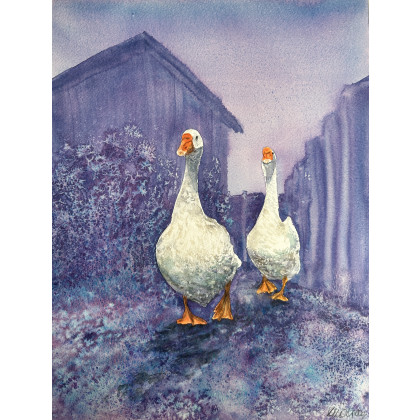 Krystyna Nowak - obrazy akwarela - Wielka ucieczka 2 (40x50 cm) foto #1