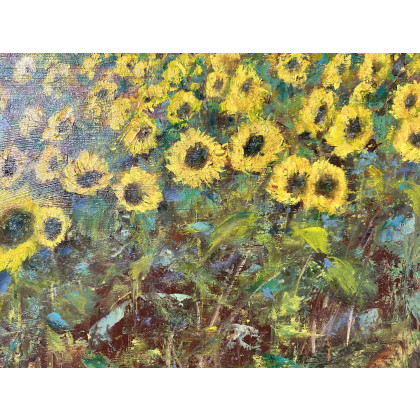 Krystyna Nowak - obrazy olejne - Słoneczniki (56x66 cm z ramą) foto #1