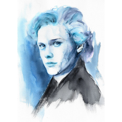 Portret - obraz akwarelowy, Magdalena Malik, obrazy akwarela