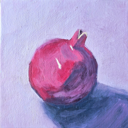 Yulia Szczerbak - obrazy olejne - Obraz na płótnie ręcznie malowany farbami olejowymi Granat 15x15 miniaturowy foto #3