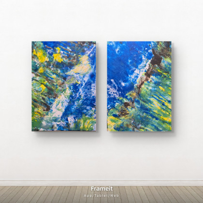 Ewa Mościszko - obrazy tech. mieszana - Dyptyk Ocean swiatla inspirowany oceanem w Da Nang foto #4