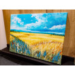 NASTROJOWY PEJZAŻ MALOWANY NA PŁÓTNIE - WAKACJE NA WSI 30x40cm