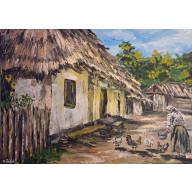 Kobieta karmiąca kury