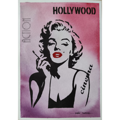 Beata Rudecka - obrazy akwarela - Akwarela Marilyn Monroe unikat, pop art foto #4