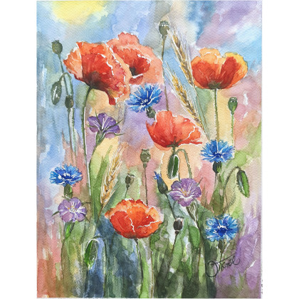 Dotyk lata, Akwarela 24 x 32 cm, Joanna Tomczyk, obrazy akwarela