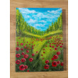 NASTROJOWY PEJZAŻ MALOWANY NA PŁÓTNIE - WŚRÓD KARMINOWYCH MAKÓW 40x30cm