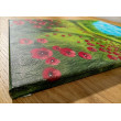 NASTROJOWY PEJZAŻ MALOWANY NA PŁÓTNIE - WŚRÓD KARMINOWYCH MAKÓW 40x30cm