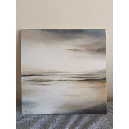 Paulina Lebida - obrazy akryl - Spokój szarości i złota -obraz akrylowy formatu 50/50 cm foto #3