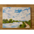 NASTROJOWY PEJZAŻ MALOWANY NA PŁÓTNIE - TANIEC CHMUR 30x40cm