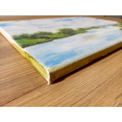 Marzena Dymek - obrazy akryl - NASTROJOWY PEJZAŻ MALOWANY NA PŁÓTNIE - TANIEC CHMUR 30x40cm foto #2