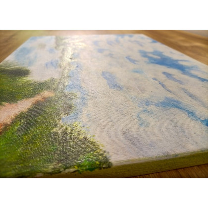 Marzena Dymek - obrazy akryl - NASTROJOWY PEJZAŻ MALOWANY NA PŁÓTNIE - TANIEC CHMUR 30x40cm foto #3