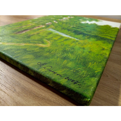 Marzena Dymek - obrazy akryl - NASTROJOWY PEJZAŻ MALOWANY NA PŁÓTNIE - POLNĄ DRÓŻKĄ 40x30cm foto #3