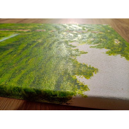 Marzena Dymek - obrazy akryl - NASTROJOWY PEJZAŻ MALOWANY NA PŁÓTNIE - POLNĄ DRÓŻKĄ 40x30cm foto #4