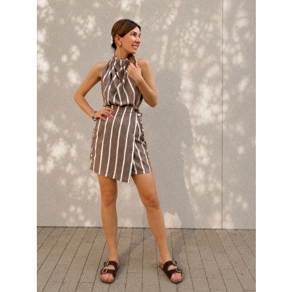 Marta Hajduk-Pawlica - spódnice,spodnie - Stripes / kopertowa spódnica wiskozowo-lniana foto #2
