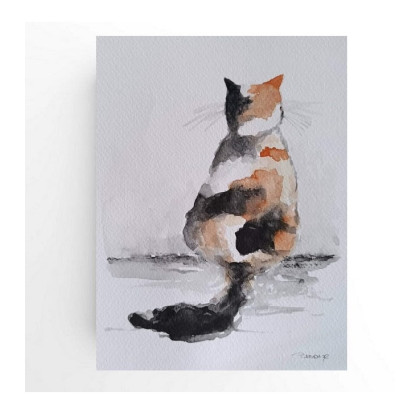 Kot -akwarela formatu 24/18 cm, Paulina Lebida, obrazy akwarela