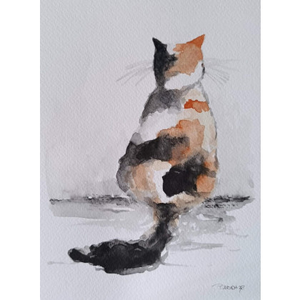 Paulina Lebida - obrazy akwarela - Kot -akwarela formatu 24/18 cm foto #1