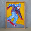 Deskorolkarz obraz pastela olejna A4