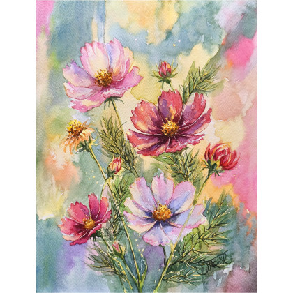 Kwiaty lata, Akwarela 24 x 32 cm, Joanna Tomczyk, obrazy akwarela