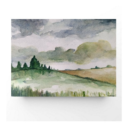 Pejzaż-akwarela formatu 18/24 cm, Paulina Lebida, obrazy akwarela