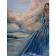 Niewzruszona, obraz olejny, surrealizm, kobieta, krajobraz, woda, 60x60cm