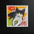 Kot Bonifacy obraz pastela olejna 15x15 cm