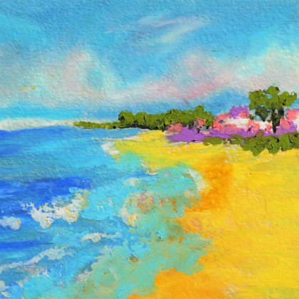 Justyna Jaszke - pastele olejne - Słoneczne wybrzeże obraz pastela olejna 15x15 cm foto #1