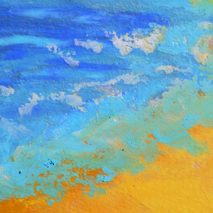 Justyna Jaszke - pastele olejne - Słoneczne wybrzeże obraz pastela olejna 15x15 cm foto #2