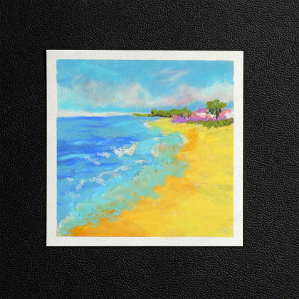 Justyna Jaszke - pastele olejne - Słoneczne wybrzeże obraz pastela olejna 15x15 cm foto #3
