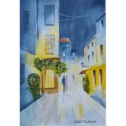 Beata Rudecka - obrazy akwarela - Obraz Akwarela Oryginał 19x27 pt Melodia wieczoru foto #3