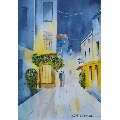 Beata Rudecka - obrazy akwarela - Obraz Akwarela Oryginał 19x27 pt Melodia wieczoru foto #4