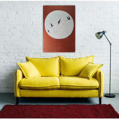 Yulia Szczerbak - obrazy akryl - Obraz ręcznie malowany akrylami na płótnie abstrakcja minimalistyczna Japandi Wabi Sabi 70×100 foto #2