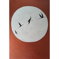 OBRAZ RĘCZNIE MALOWANY AKRYLAMI NA PŁÓTNIE ABSTRAKCJA MINIMALISTYCZNA JAPANDI WABI SABI 70×100