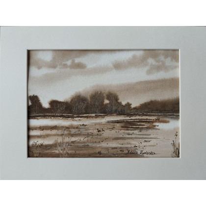 Beata Rudecka - obrazy akwarela - Oryginalna akwarela: Nostalgia 21x14 cm – ręcznie malowany obraz foto #2