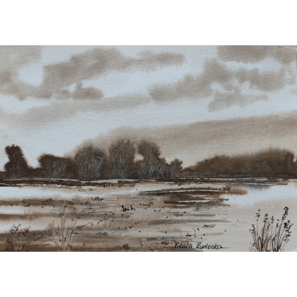 Beata Rudecka - obrazy akwarela - Oryginalna akwarela: Nostalgia 21x14 cm – ręcznie malowany obraz foto #4