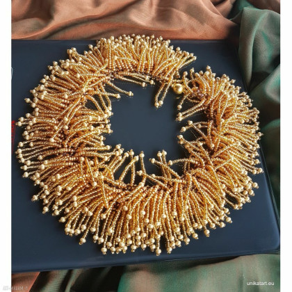 Naszyjnik Gold Grass Kolia Złota Korale Slubne, unikatart, korale,naszyjniki
