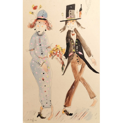 Para zakochanych..., Dariusz Grajek, obrazy tech. mieszana
