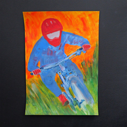 Rowerzysta BMX obraz akrylowy A3, Justyna Jaszke, obrazy akryl
